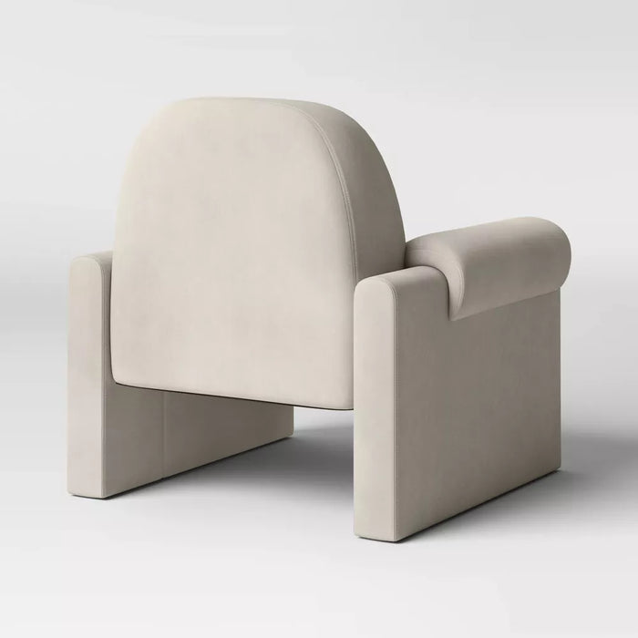 Sculptural Accent Chair Velvet Tan