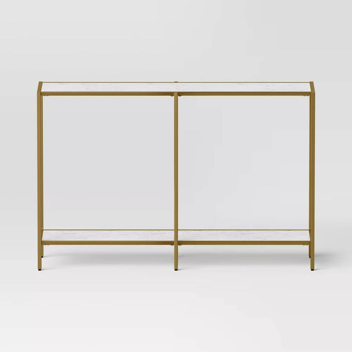 Faux Marble and Metal Console Table Gold
