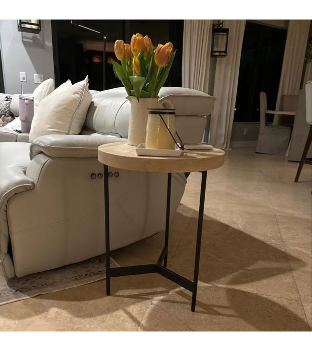 Villa Park Round Wooden End Table