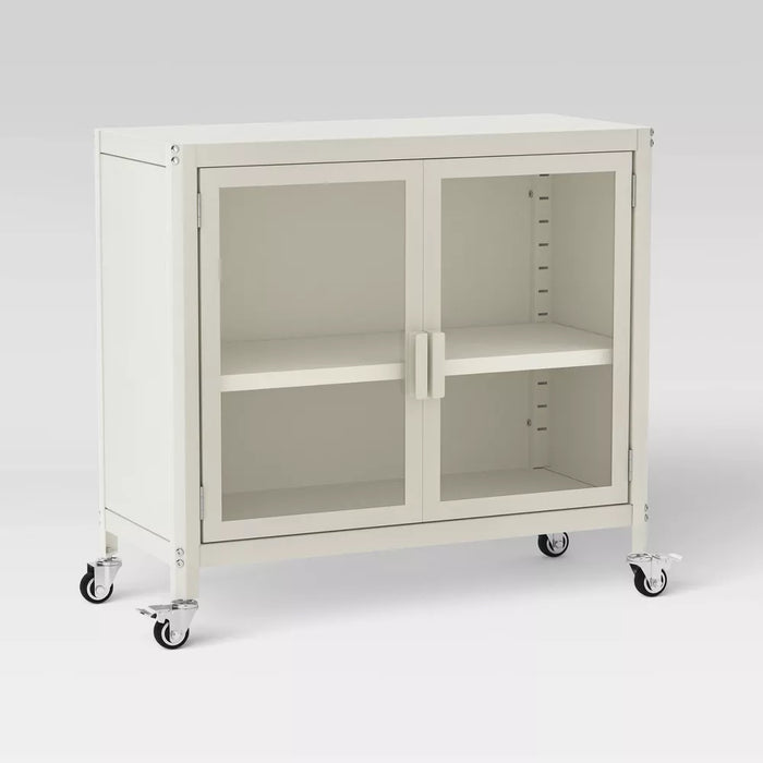 2 Door Metal Rolling Locker Storage Cabinet Chalk White