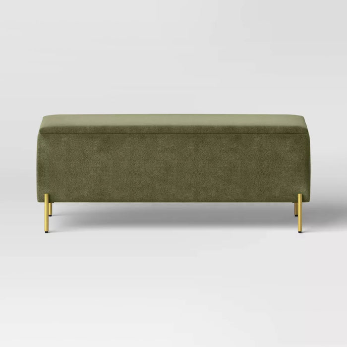 Upholstered Storage Bench Sage Green