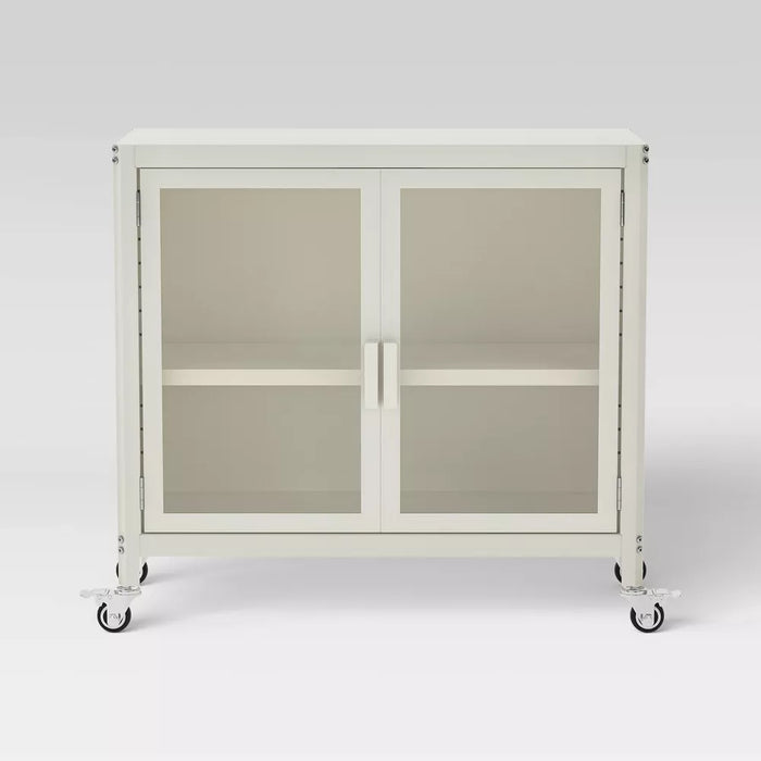 2 Door Metal Rolling Locker Storage Cabinet Chalk White