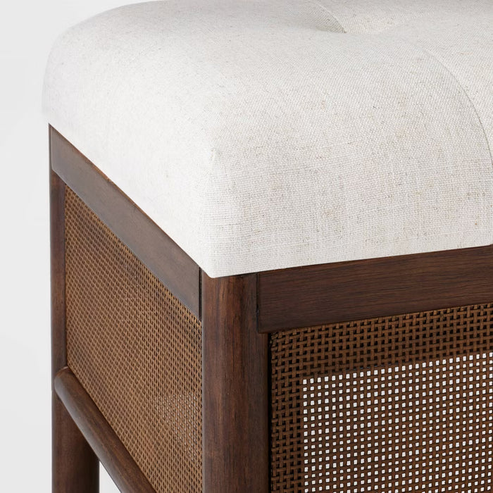 Woodspring Cane Base Ottoman Dark Walnut/Cream