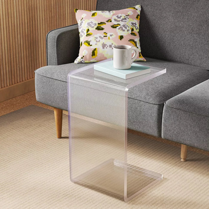 Acrylic C Shaped Side Table Clear