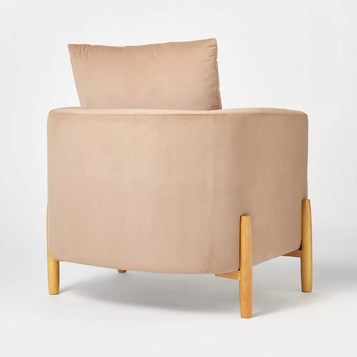 Elroy Accent Chair with Wooden Legs Brown Velvet