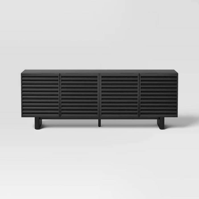 Fluted TV Stand Entertainment Center with Adjustable Shelves
