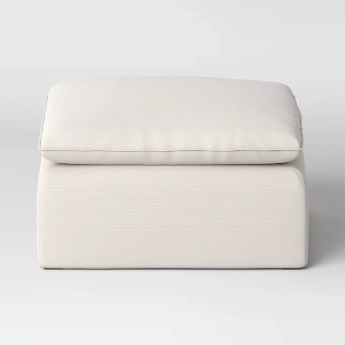 Haven French Seam Modular Sectional Sofa Ottoman Cream Canvas