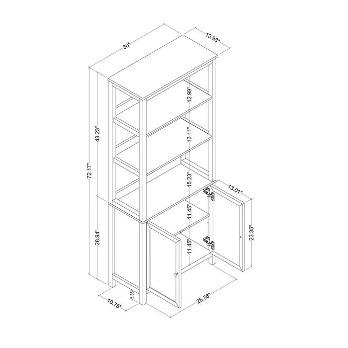 72" Bookcase White