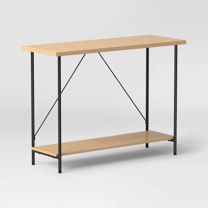 Wood and Metal Console Table Natural