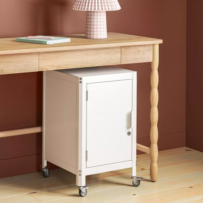 Dorm Metal Rolling Locker Storage Cabinet with Lock Chalk White