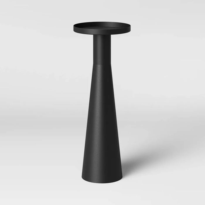 Alester Round Smooth Metal Drink Table Black - Luxury Glam Style, Iron Pedestal Base