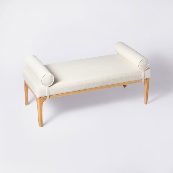 Randolph Bench with Bolster Pillows Linen