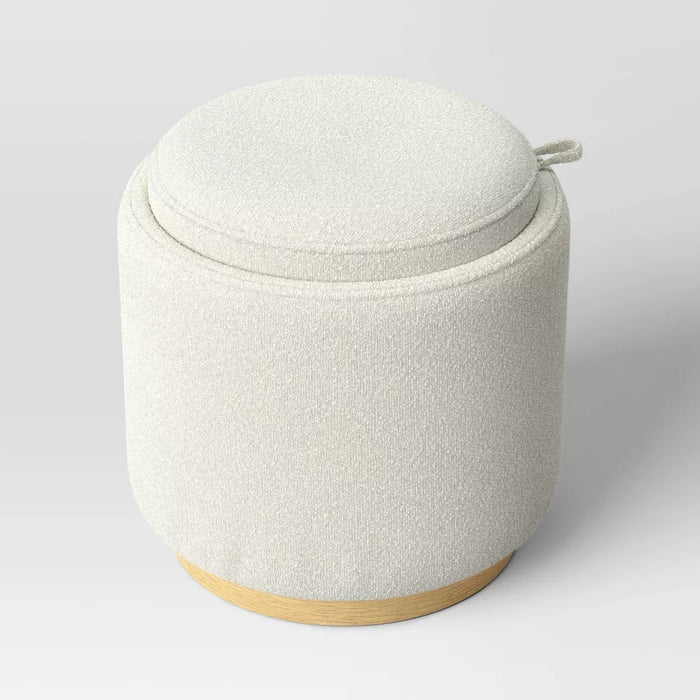 Round Upholstered Storage Ottoman