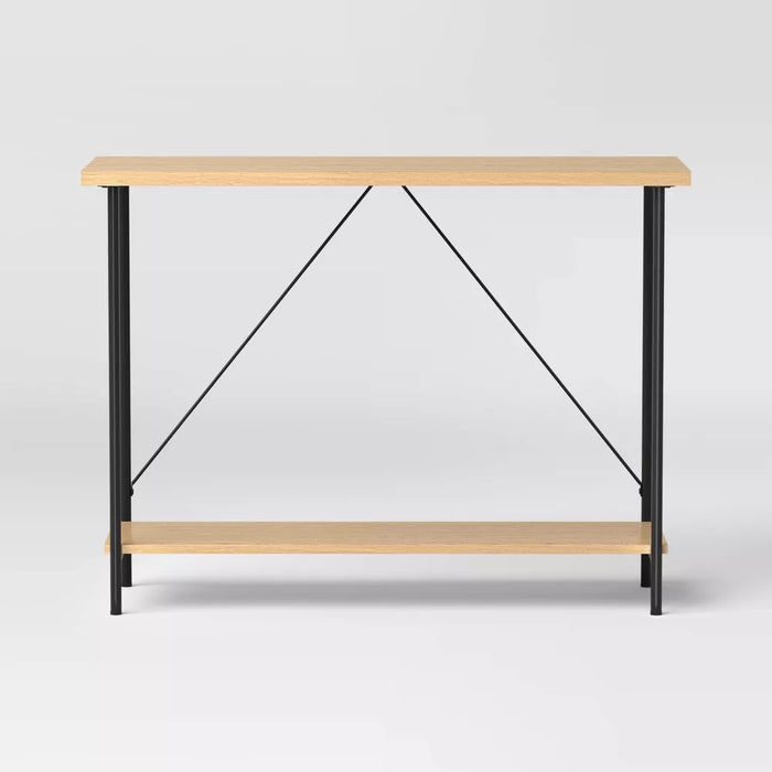 Wood and Metal Console Table Natural