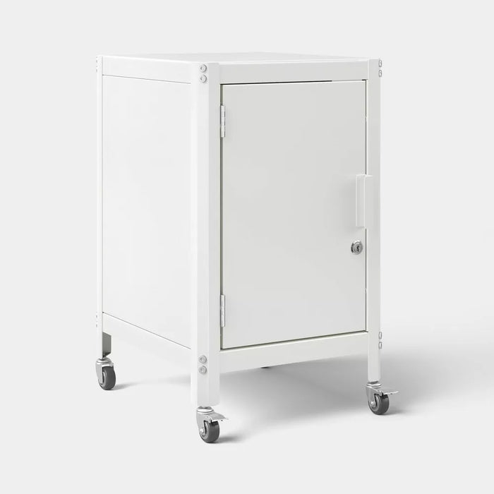 Dorm Metal Rolling Locker Storage Cabinet with Lock Chalk White