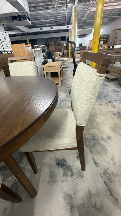5-Piece Round Wood 48” Dining Table Set with 4 Upholstered Chairs