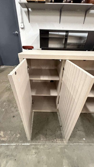 Light Oak Fluted 4-Door Sideboard Buffet