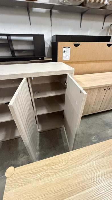 Light Oak Fluted 4-Door Sideboard Buffet