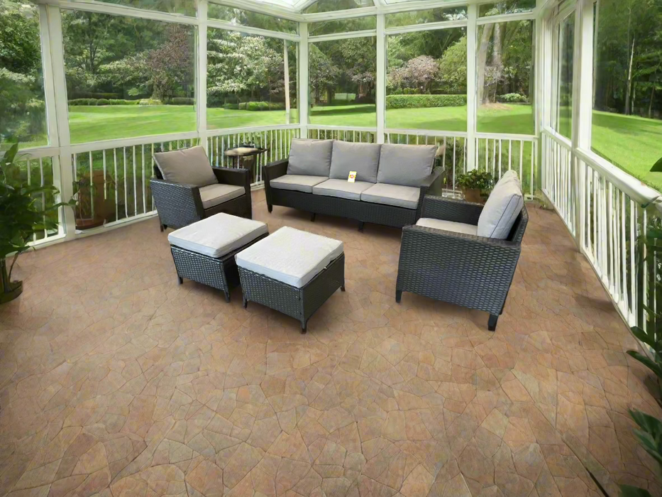 Outdoor Patio 5Pc dark grey wicker set with gray cushions