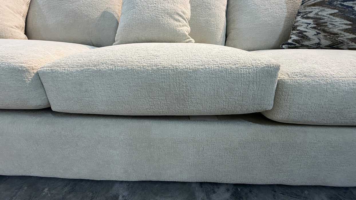 Cream Textured Fabric L-Shaped Sectional Sofa