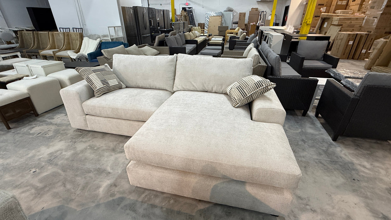 Light Gray Textured Fabric Sectional Sofa with reversible Chaise