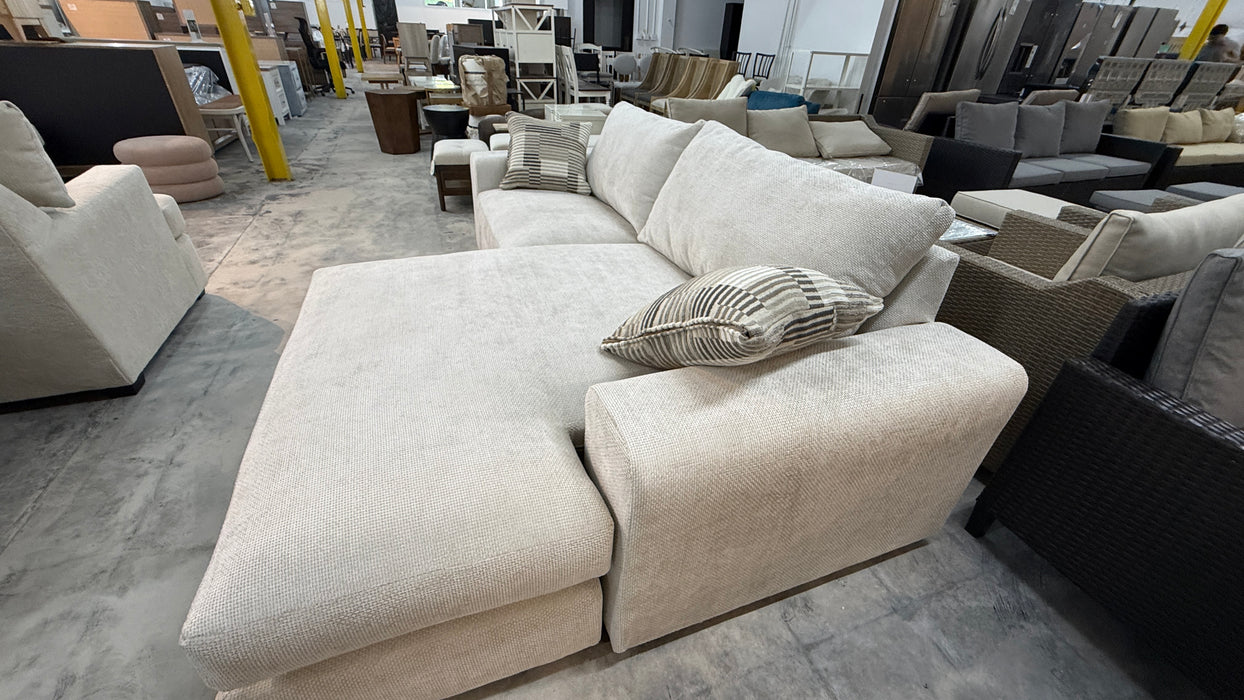 Light Gray Textured Fabric Sectional Sofa with reversible Chaise