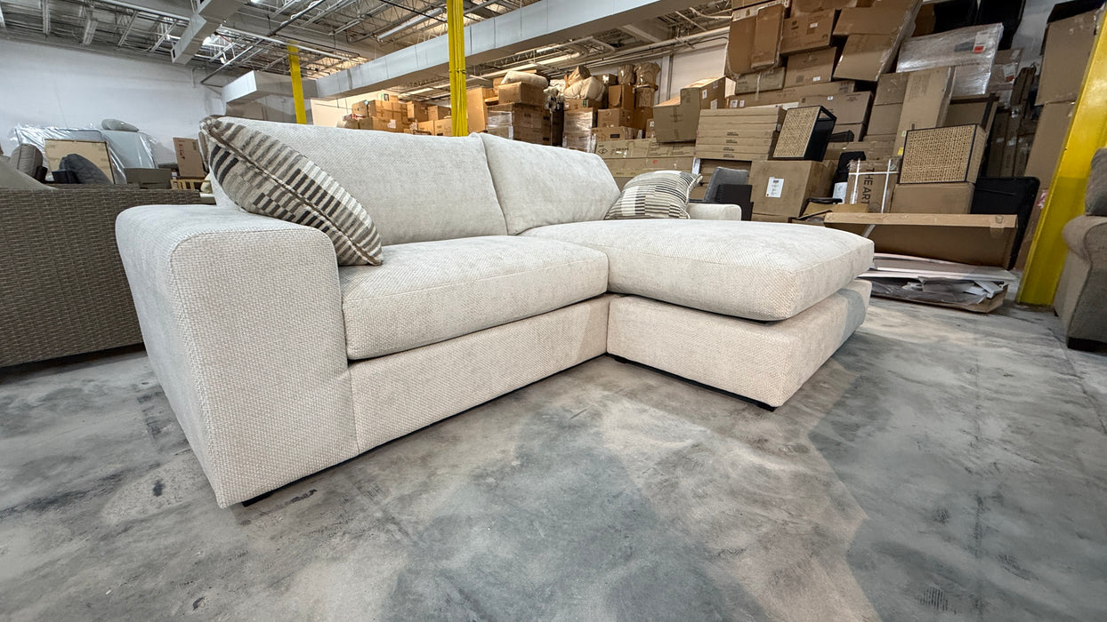 Light Gray Textured Fabric Sectional Sofa with reversible Chaise