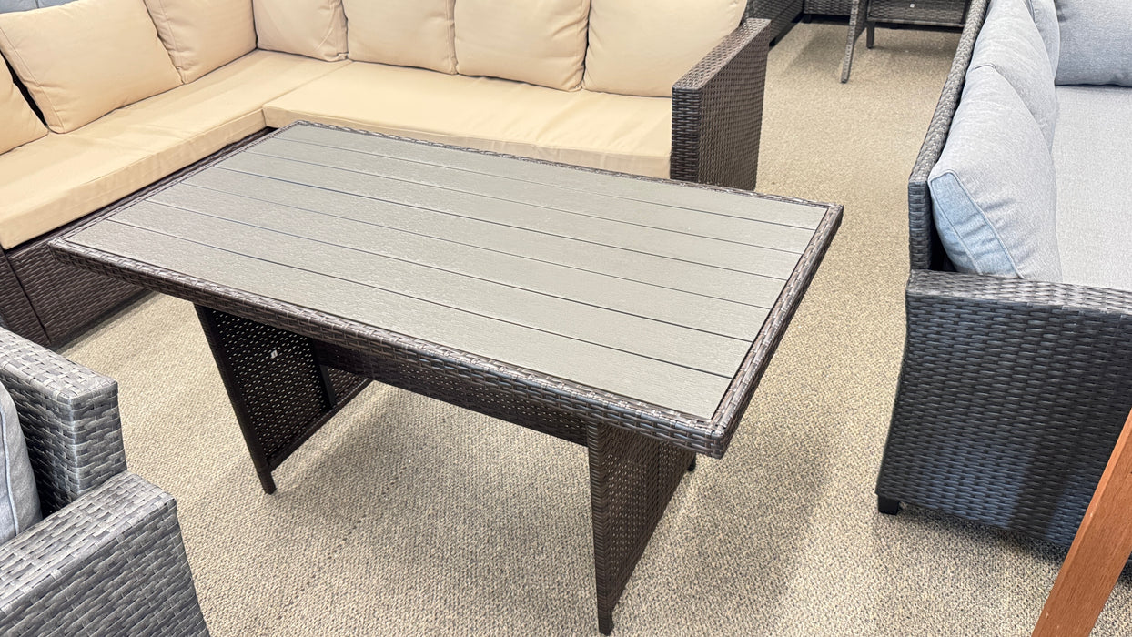 New resin top brown plastic wicker patio outdoor table
