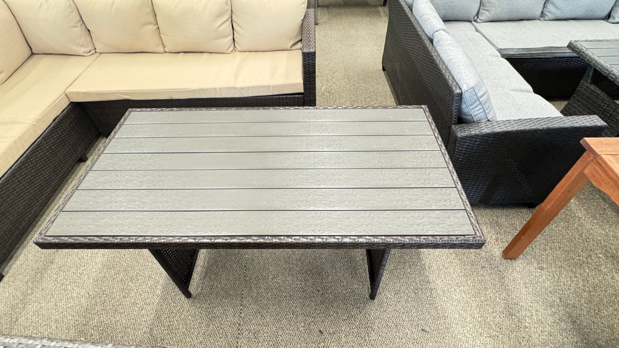 New resin top brown plastic wicker patio outdoor table