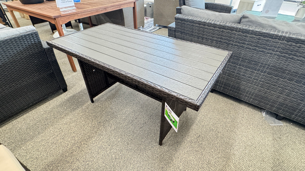 New resin top brown plastic wicker patio outdoor table