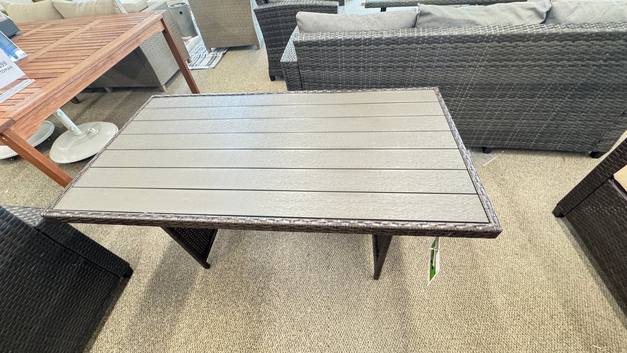 New resin top brown plastic wicker patio outdoor table