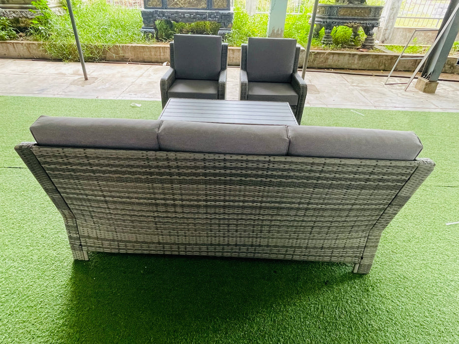 Hilga Patio Outdoor Set With Sofa Swivel Armchairs and Storage Table