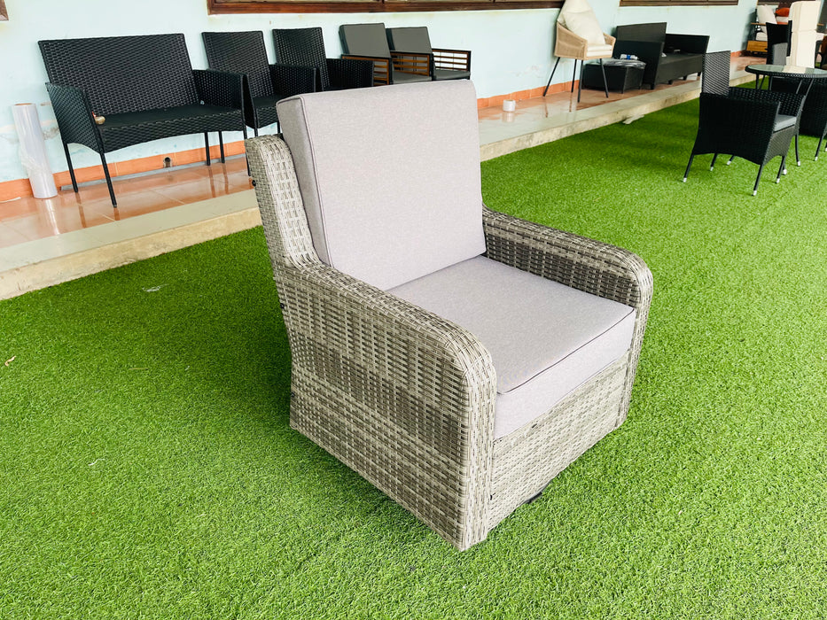 Hilga Patio Outdoor Set With Sofa Swivel Armchairs and Storage Table