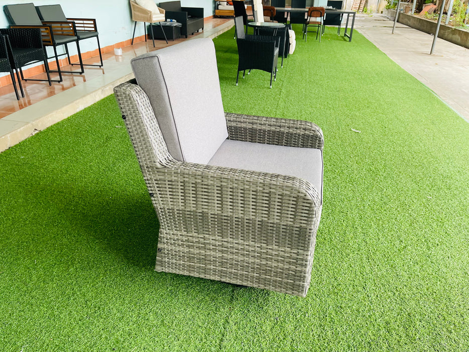 Hilga Patio Outdoor Set With Sofa Swivel Armchairs and Storage Table