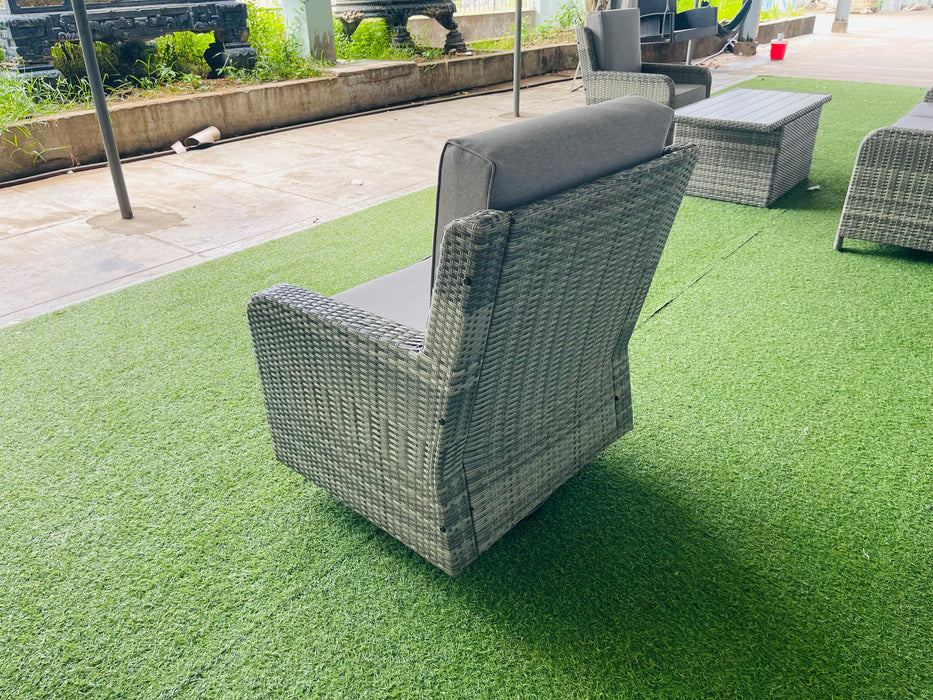 Hilga Patio Outdoor Set With Sofa Swivel Armchairs and Storage Table