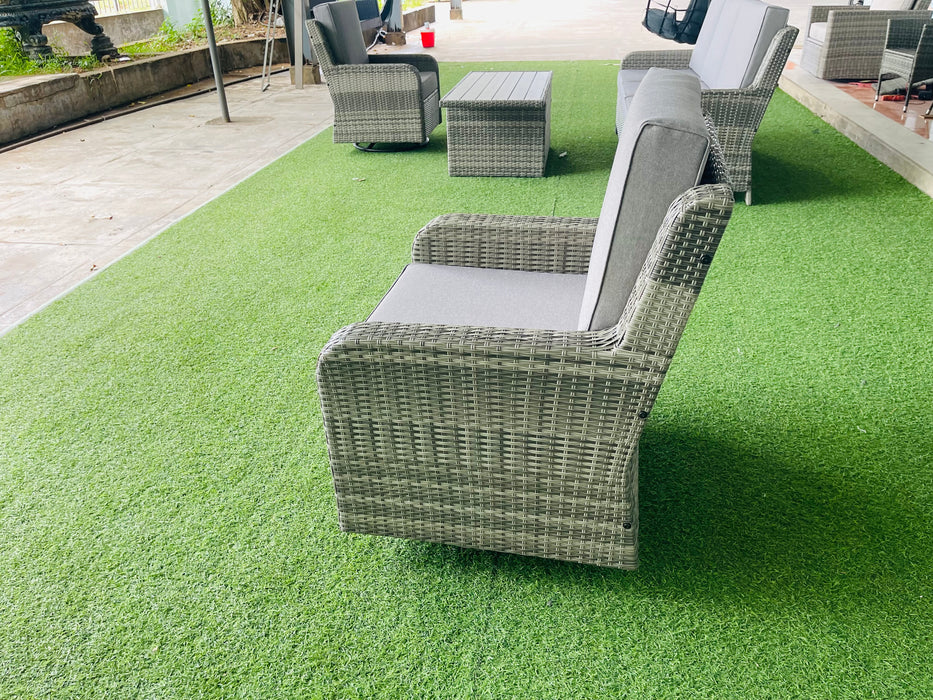 Hilga Patio Outdoor Set With Sofa Swivel Armchairs and Storage Table