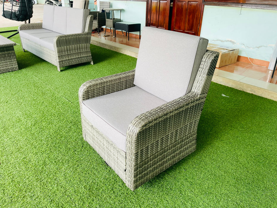 Hilga Patio Outdoor Set With Sofa Swivel Armchairs and Storage Table