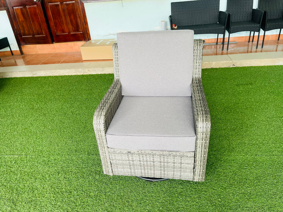Hilga Patio Outdoor Set With Sofa Swivel Armchairs and Storage Table
