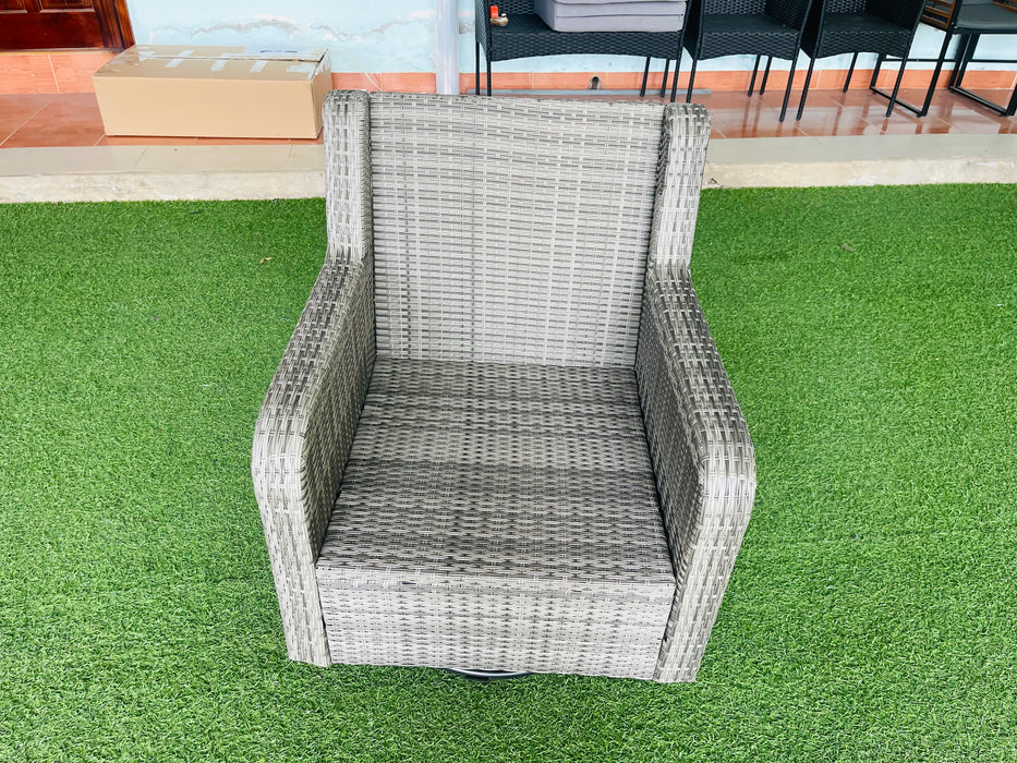Hilga Patio Outdoor Set With Sofa Swivel Armchairs and Storage Table