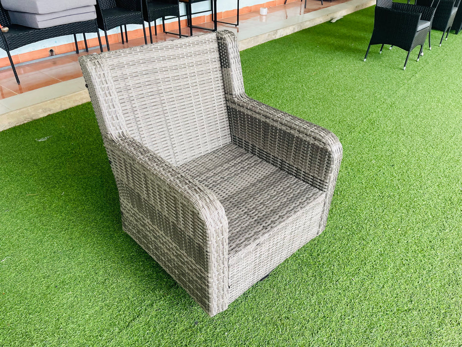 Hilga Patio Outdoor Set With Sofa Swivel Armchairs and Storage Table