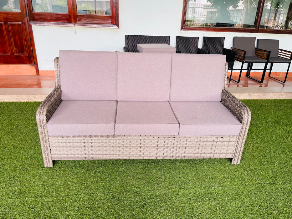 Hilga Patio Outdoor Set With Sofa Swivel Armchairs and Storage Table