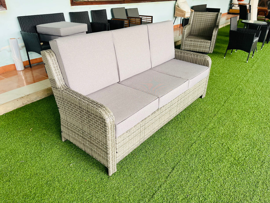 Hilga Patio Outdoor Set With Sofa Swivel Armchairs and Storage Table