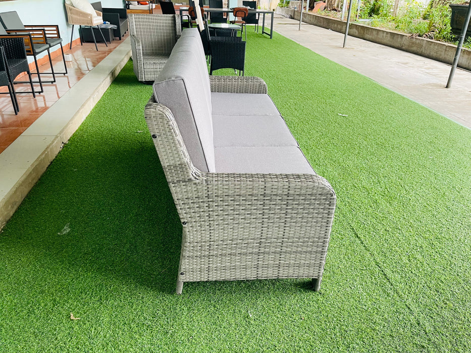 Hilga Patio Outdoor Set With Sofa Swivel Armchairs and Storage Table