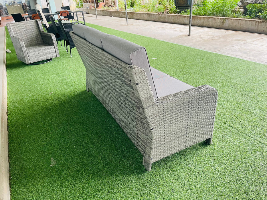 Hilga Patio Outdoor Set With Sofa Swivel Armchairs and Storage Table