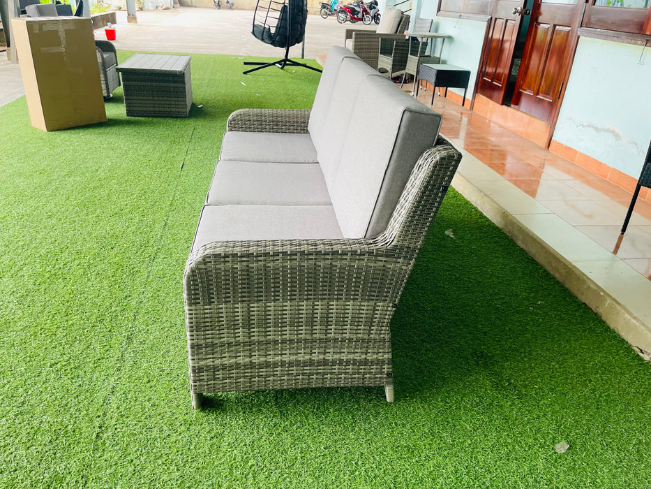 Hilga Patio Outdoor Set With Sofa Swivel Armchairs and Storage Table