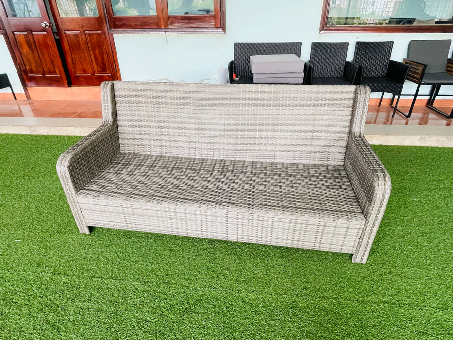 Hilga Patio Outdoor Set With Sofa Swivel Armchairs and Storage Table