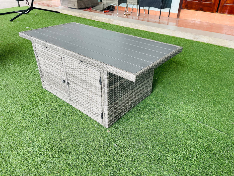 Hilga Patio Outdoor Set With Sofa Swivel Armchairs and Storage Table