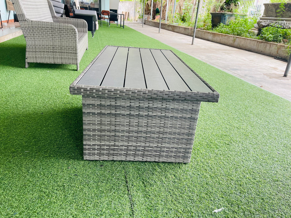 Hilga Patio Outdoor Set With Sofa Swivel Armchairs and Storage Table