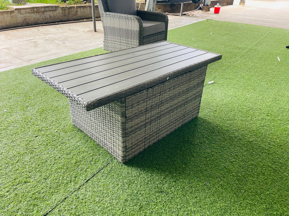Hilga Patio Outdoor Set With Sofa Swivel Armchairs and Storage Table