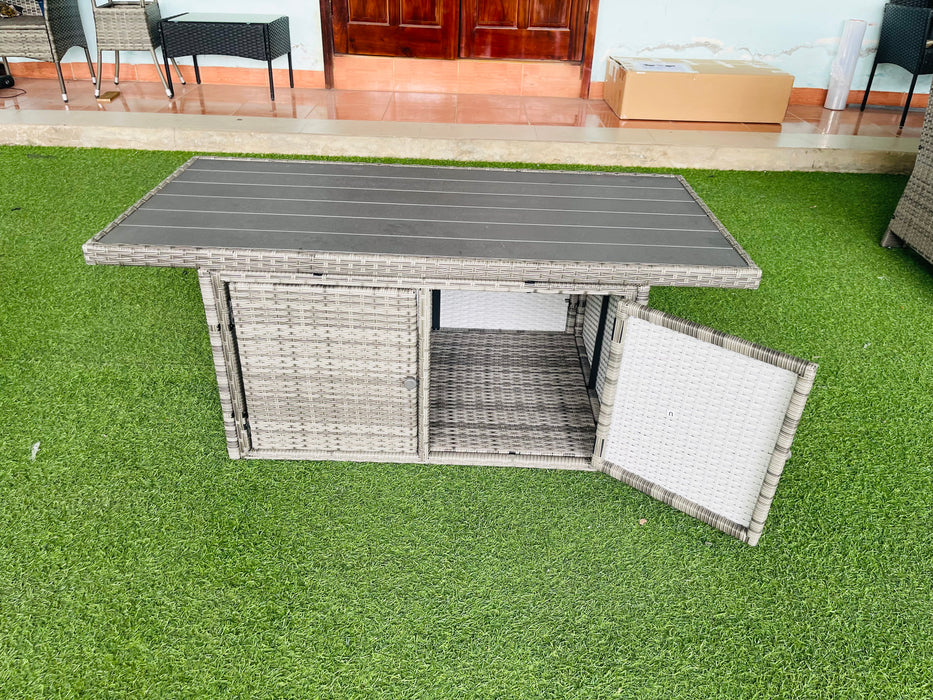 Hilga Patio Outdoor Set With Sofa Swivel Armchairs and Storage Table